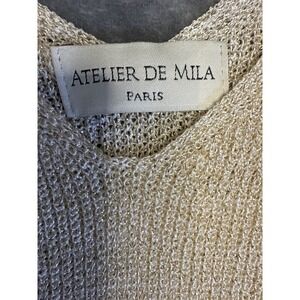 ATELIER DE MILA Paris Metallic Knit Tank Top Gold Sparkle Sleeveless, Italy